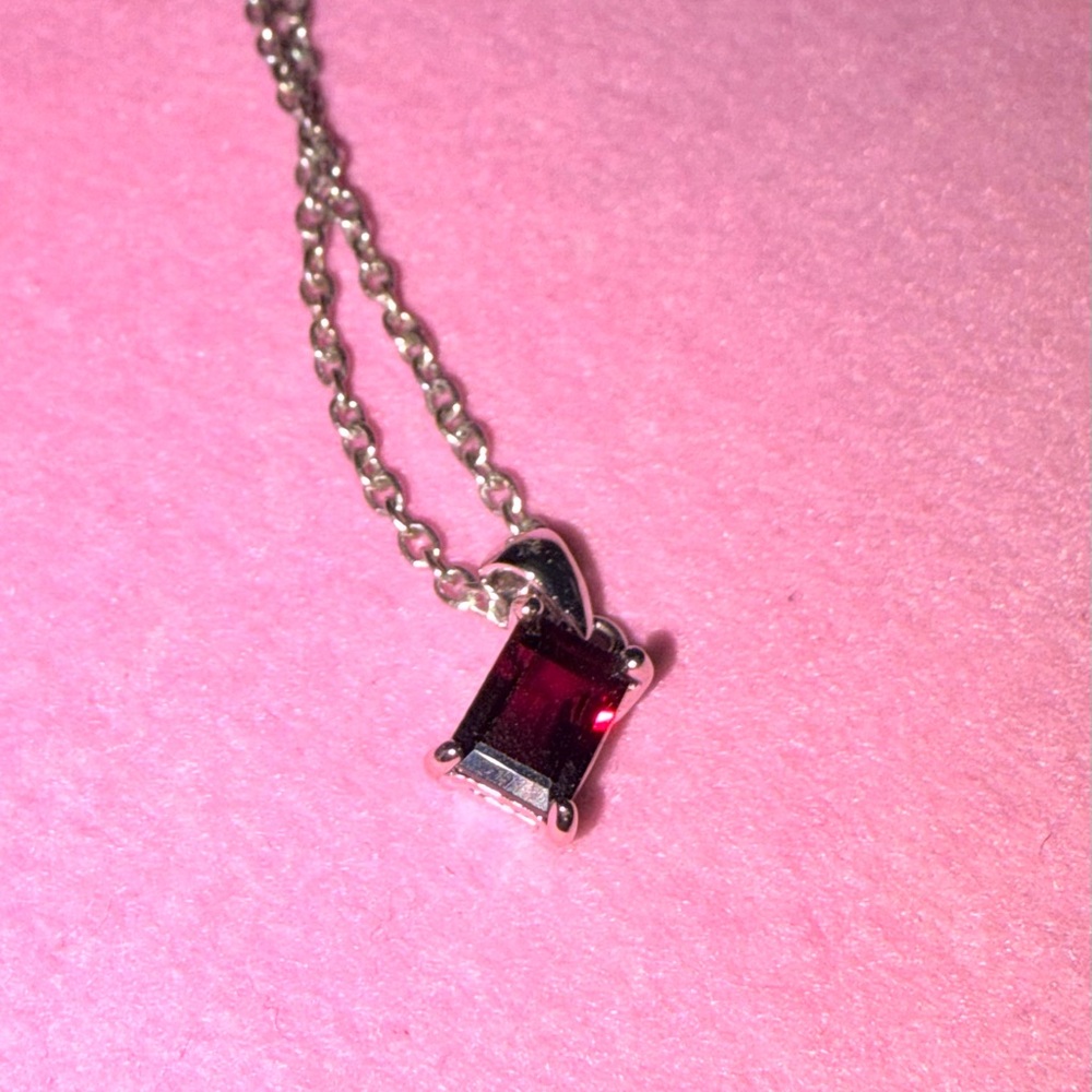 Sterling silver garnet emerald cut
